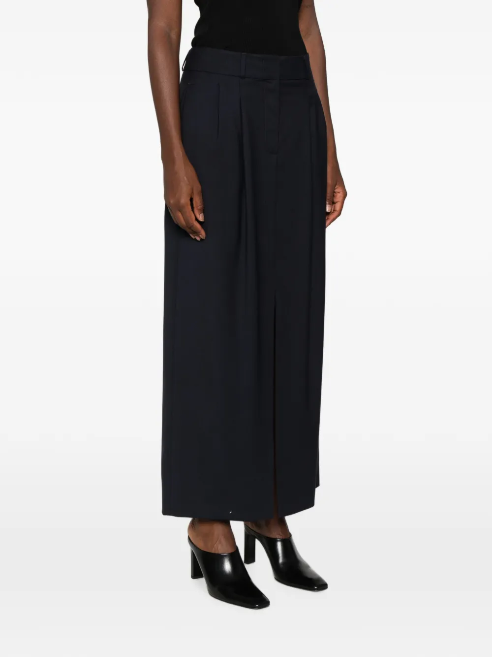 Peserico pleated front-slit long skirt Blauw