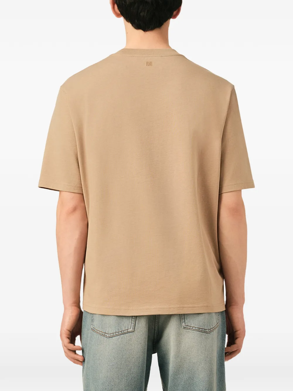 AMI Paris Katoenen T-shirt met Ami de Coeur Beige