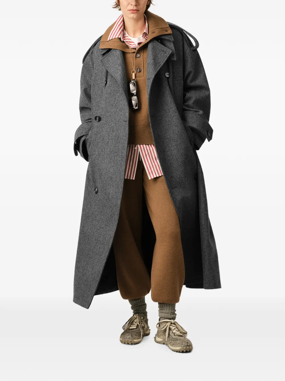 AMI Paris Wollen trenchcoat Grijs