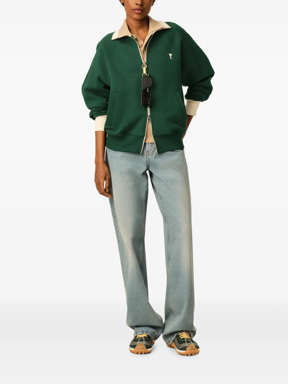 AMI Paris Ami de Coeur trui met rits Groen