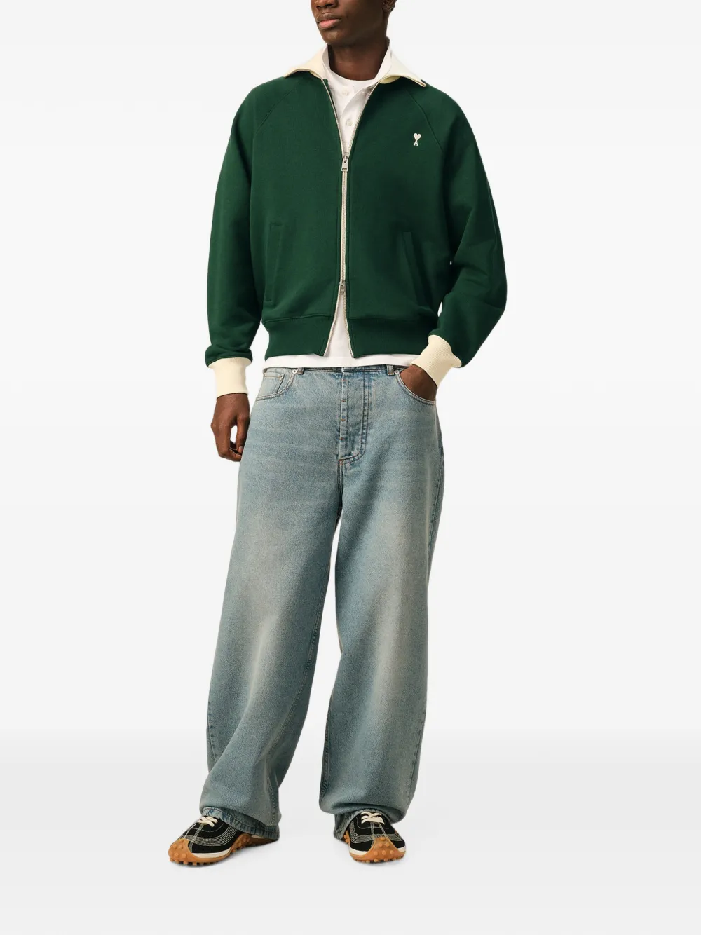 AMI Paris Ami de Coeur trui met rits Groen