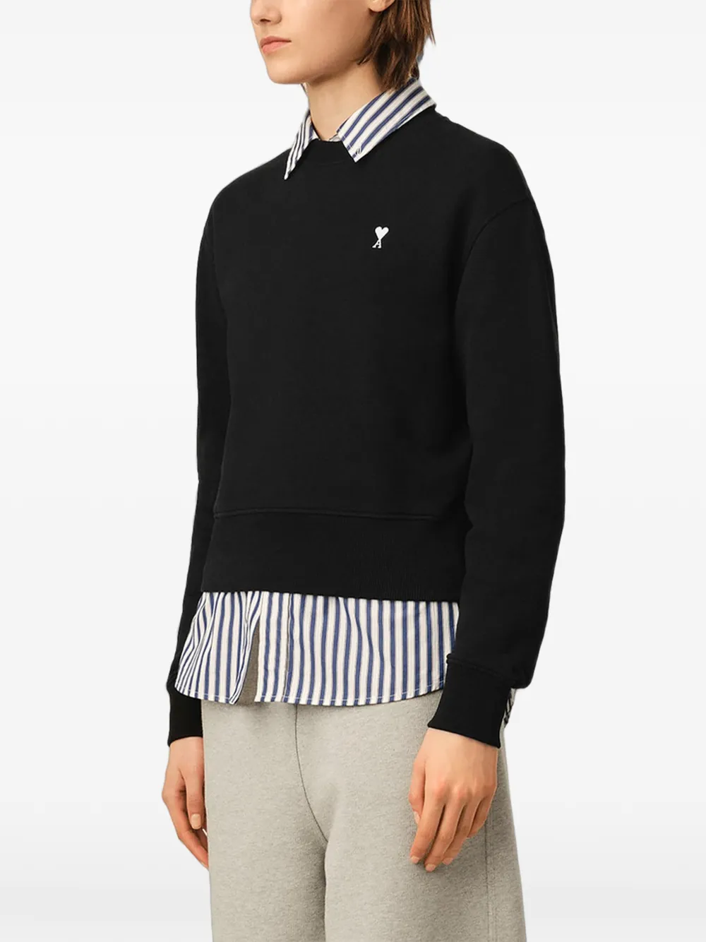 AMI Paris Katoenen sweater met Ami de Coeur Zwart