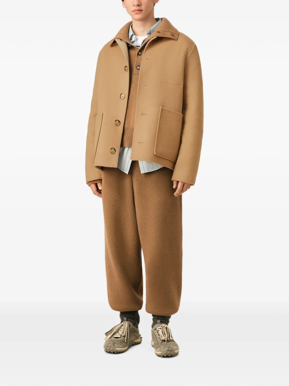 AMI Paris Button-down wollen-kasjmier jack Beige