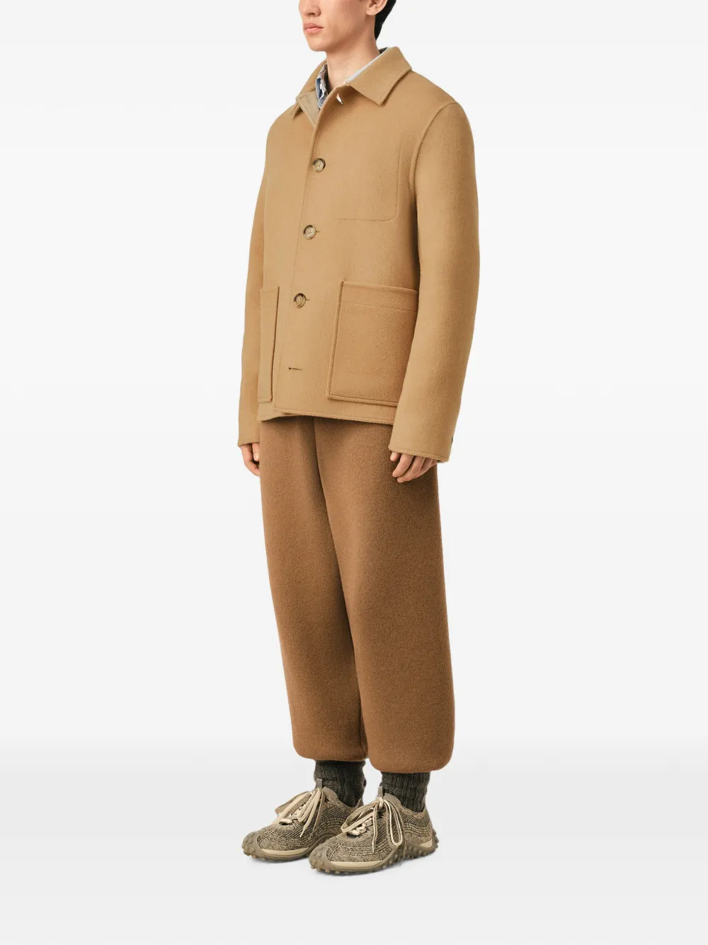 AMI Paris Button-down wollen-kasjmier jack Beige