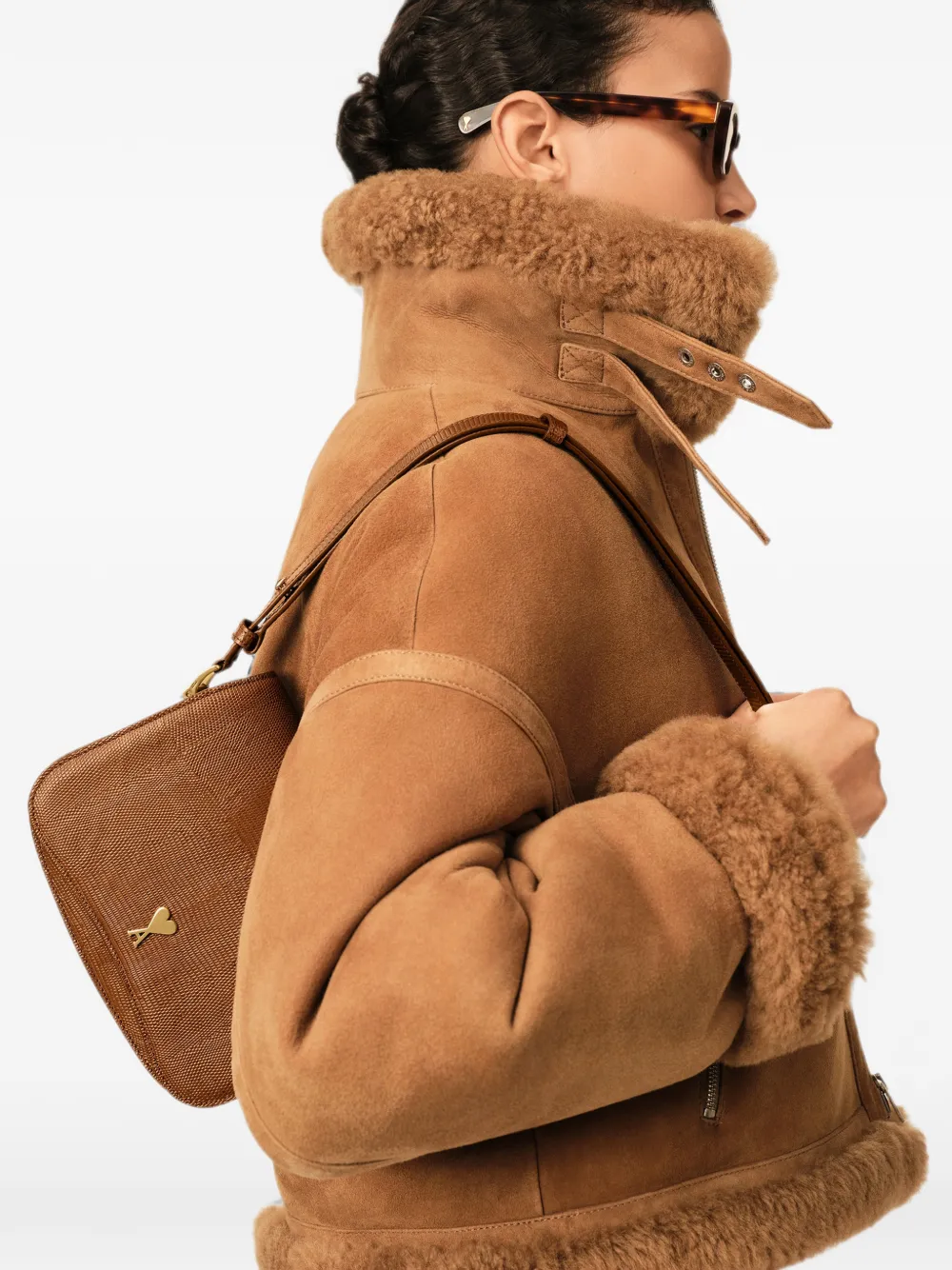 AMI Paris Leren Paris tas Bruin