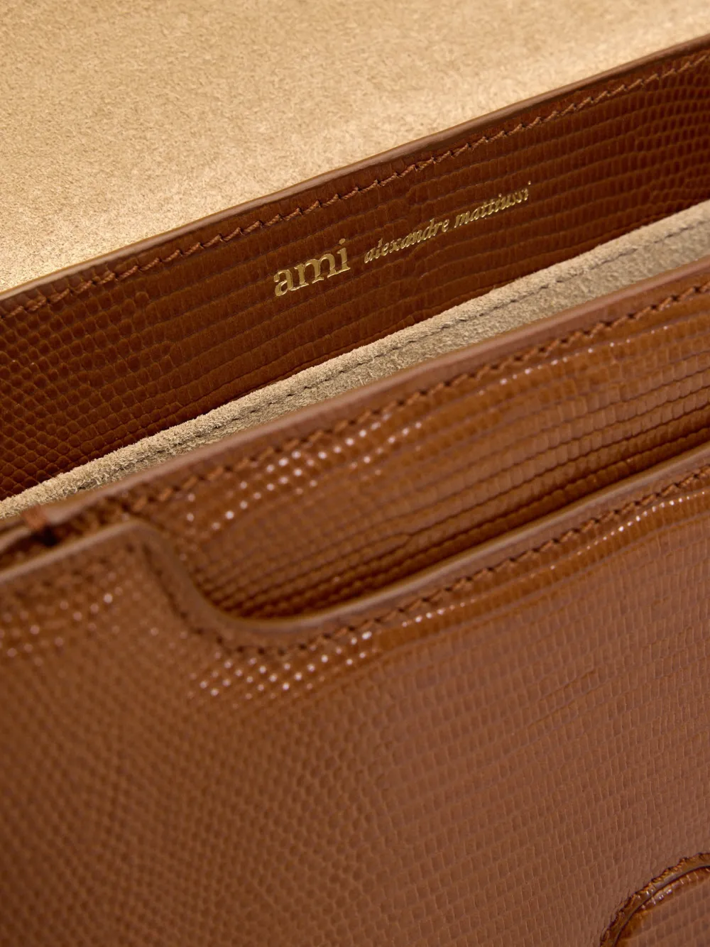 AMI Paris Leren Paris tas Bruin