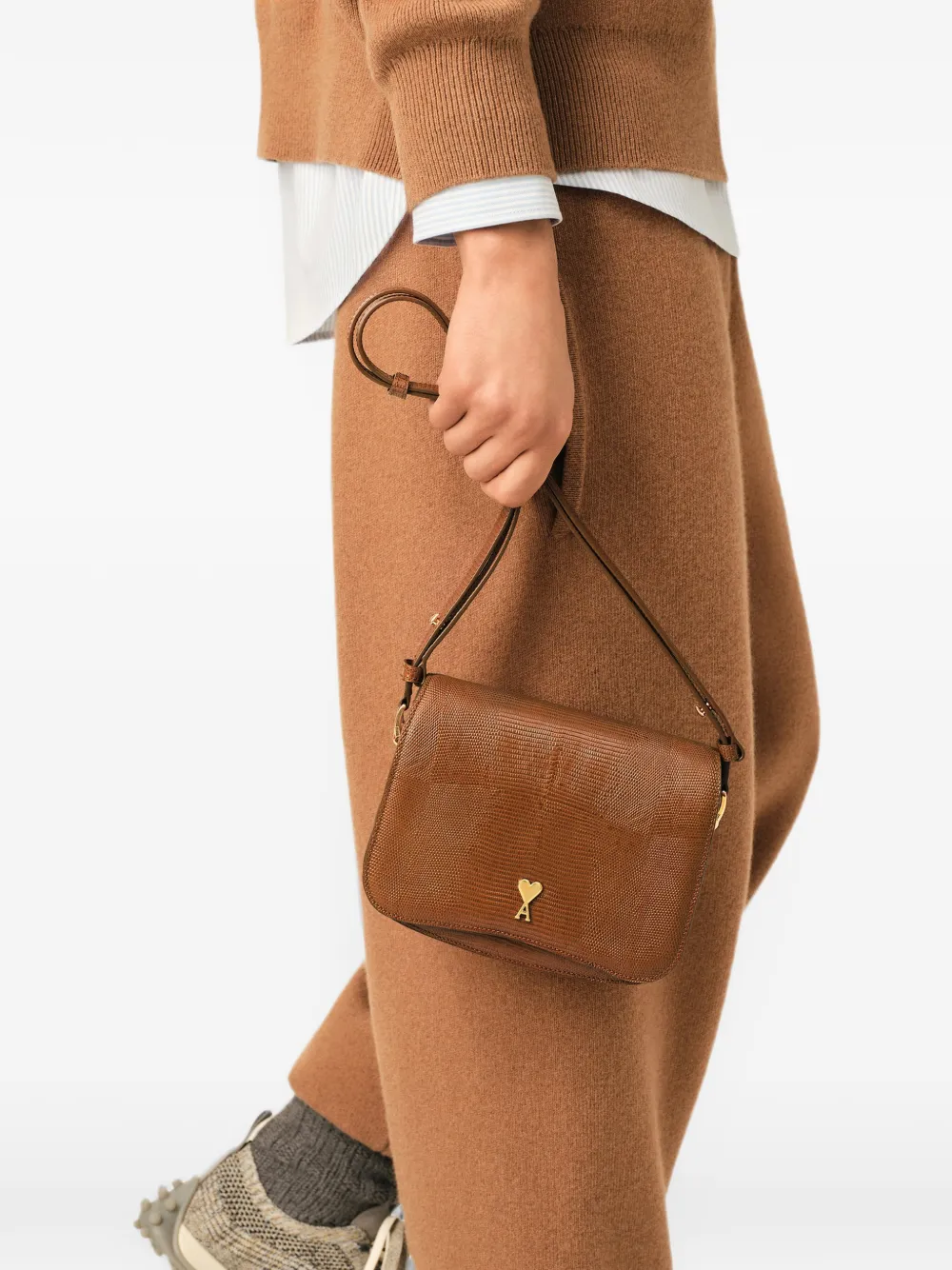 AMI Paris Leren Paris tas Bruin