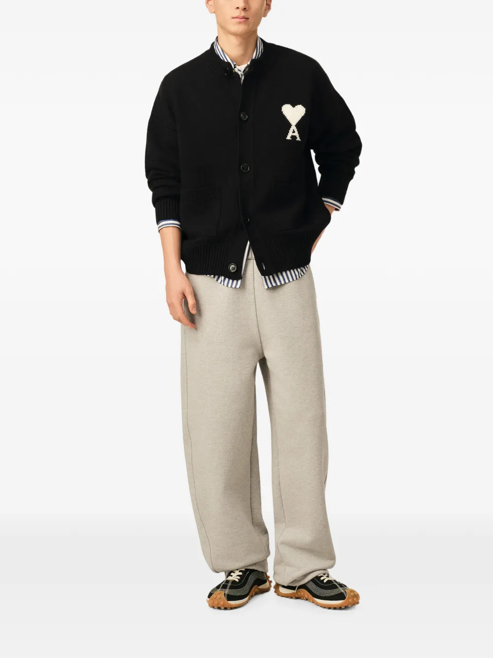 AMI Paris Wollen vest met Ami de Coeur Zwart