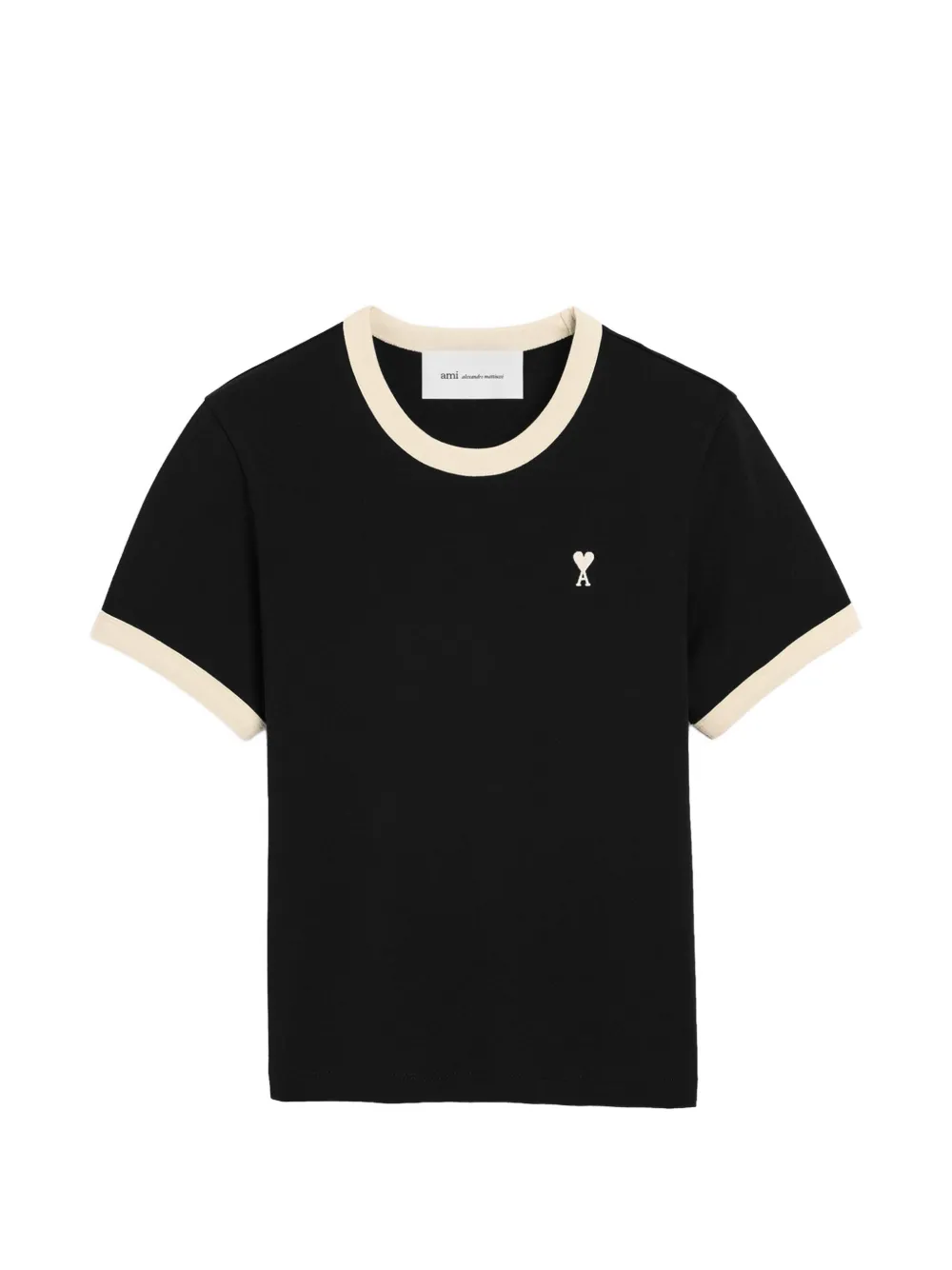 AMI Paris contrasted cotton T-shirt with Ami de Coeur - Schwarz