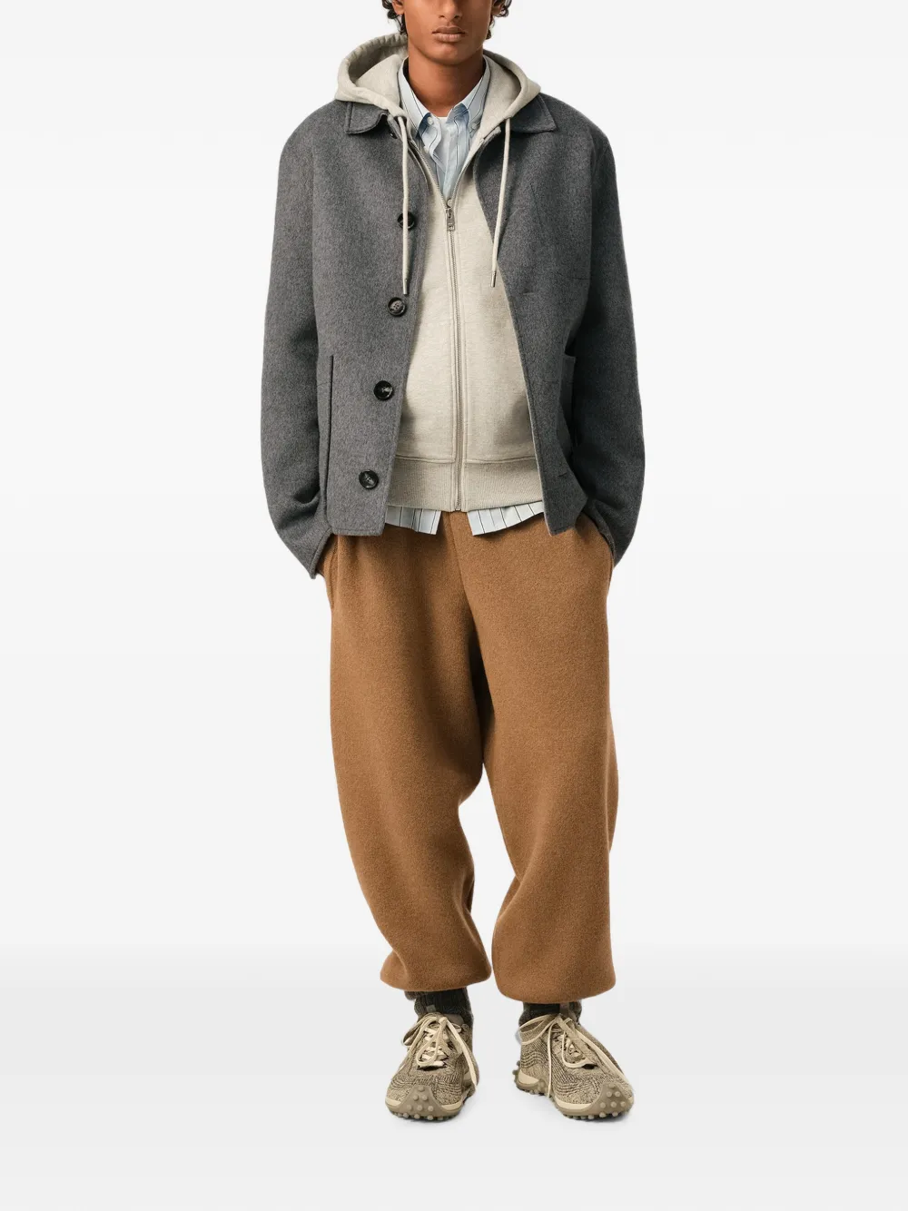 AMI Paris Button-down wollen-kasjmier jack Grijs
