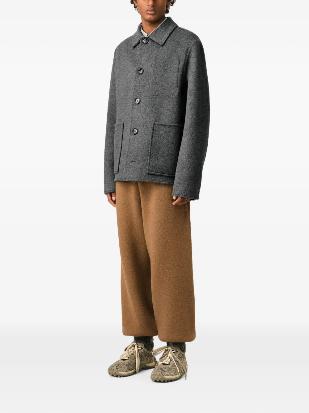 AMI Paris Button-down wollen-kasjmier jack Grijs