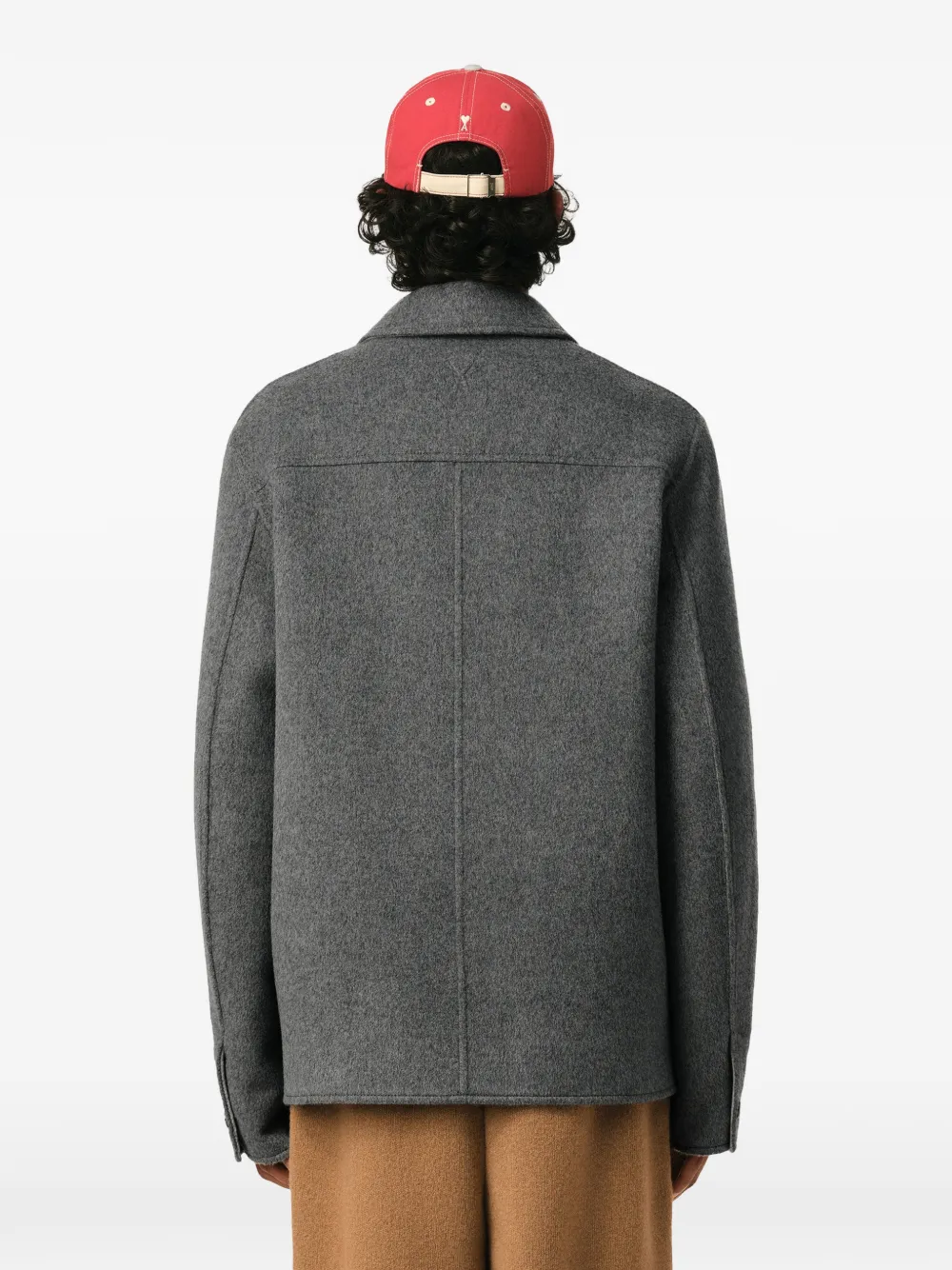 AMI Paris Button-down wollen-kasjmier jack Grijs