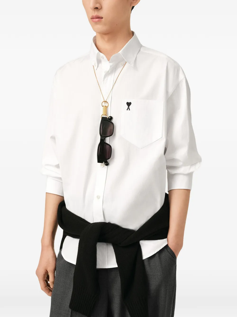 AMI Paris Boxy katoenen overhemd met Ami de Coeur Wit