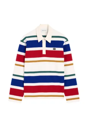 AMI Paris striped cotton polo with Ami patch
