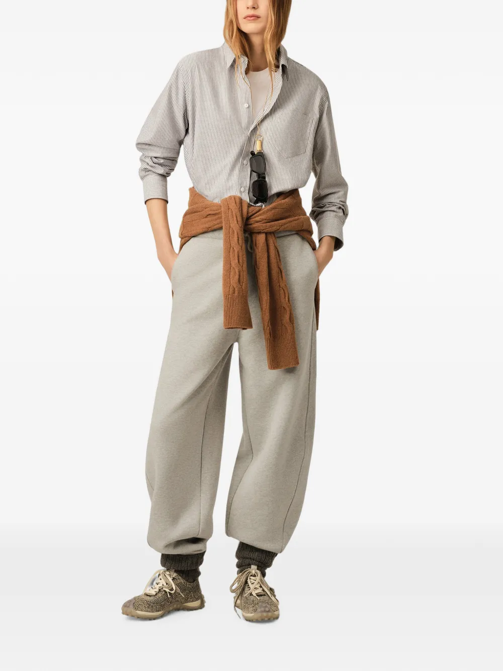 AMI Paris Katoenen cropped blouse met Ami de Coeur-reliëf Beige