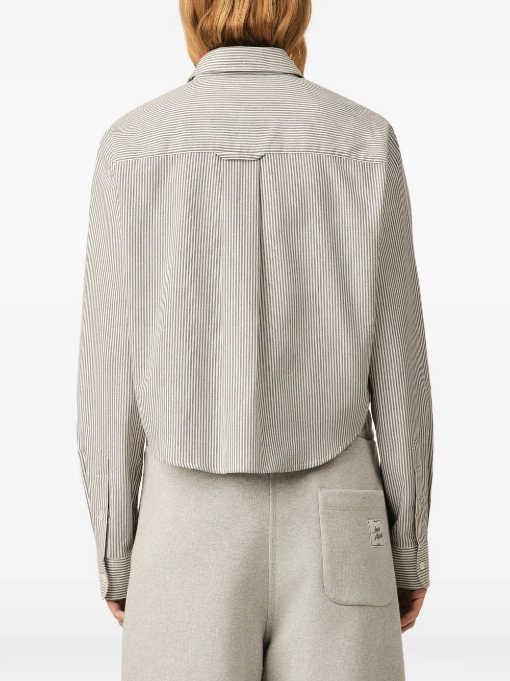 AMI Paris Katoenen cropped blouse met Ami de Coeur-reliëf Beige