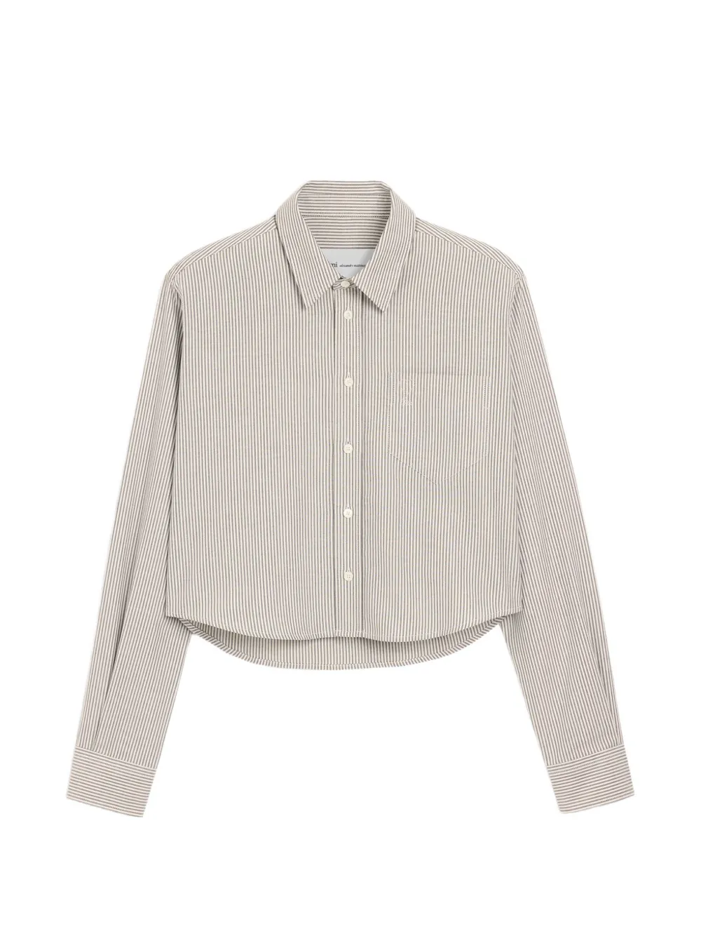 AMI Paris cropped striped cotton shirt with embossed Ami de Coeur - Nude