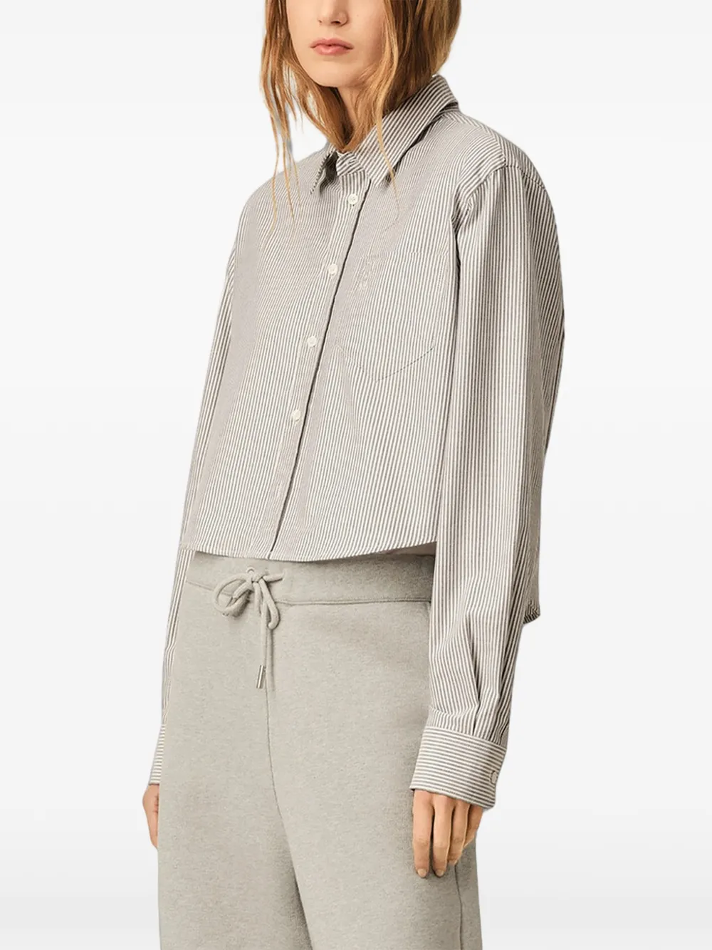 AMI Paris Katoenen cropped blouse met Ami de Coeur-reliëf Beige