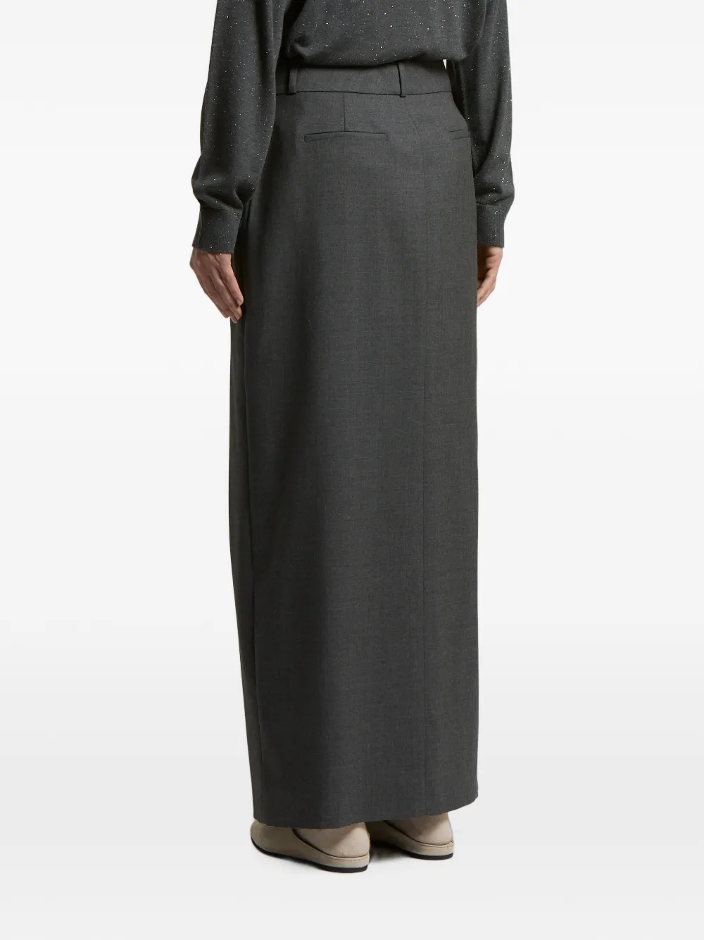 Peserico Geplooide maxi-rok met split Grijs