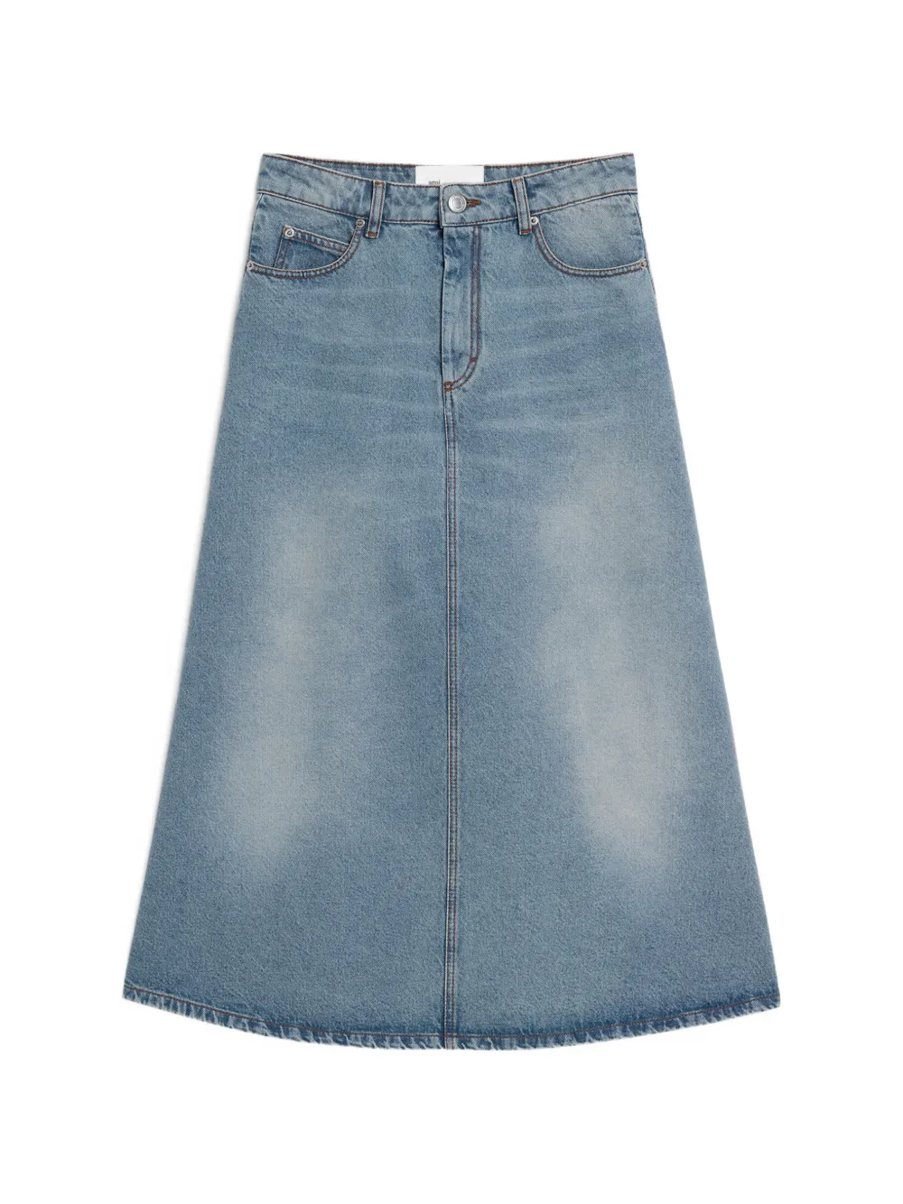 AMI Paris long A-line cotton skirt - Blu