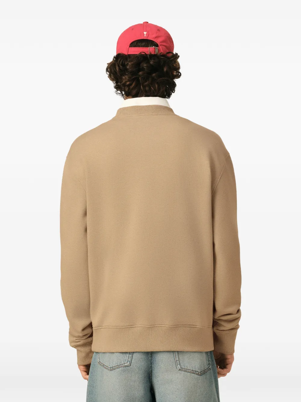 AMI Paris Katoenen sweater met Ami de Coeur Beige