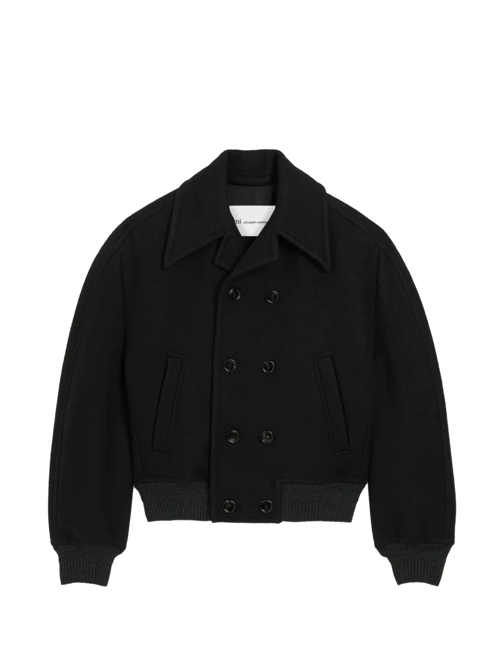 AMI Paris Bomber doppiopetto crop in lana - Nero