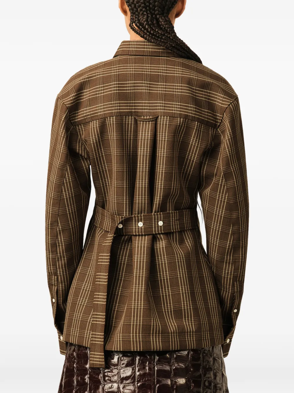 AMI Paris Geruite wollen blouse Bruin