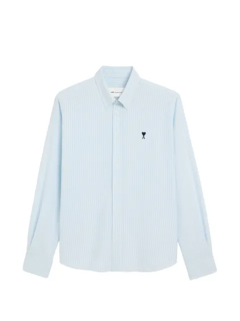 AMI Paris striped cotton shirt with Ami de Coeur