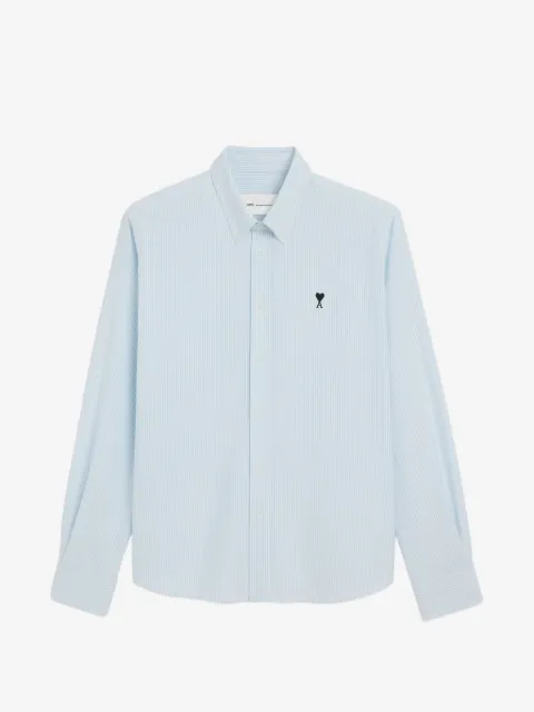 AMI Paris striped cotton shirt with Ami de Coeur