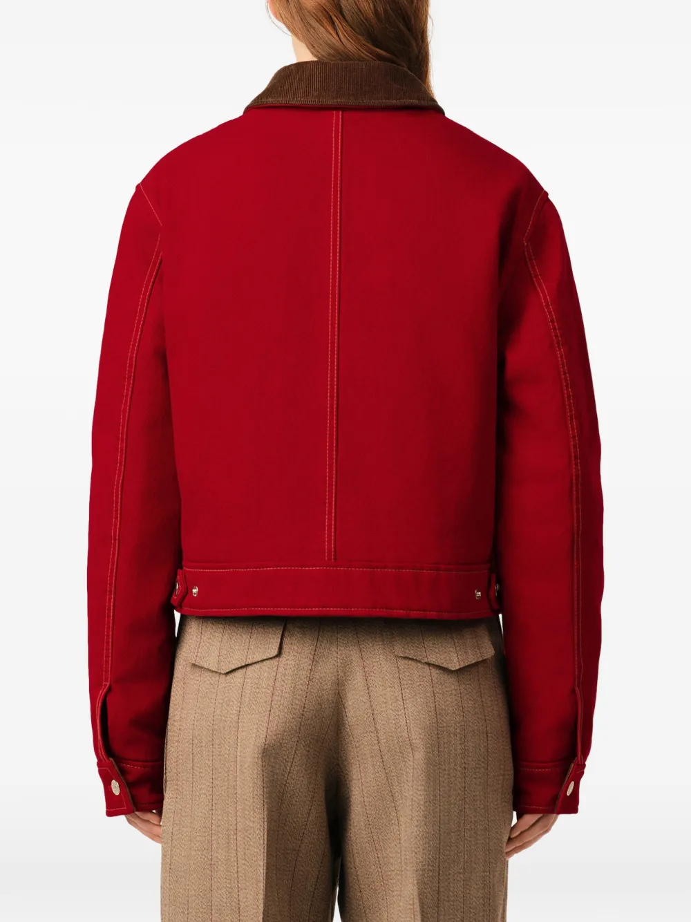 AMI Paris Cotton Zipped Jacket with Ami De Coeur in Red, view 4