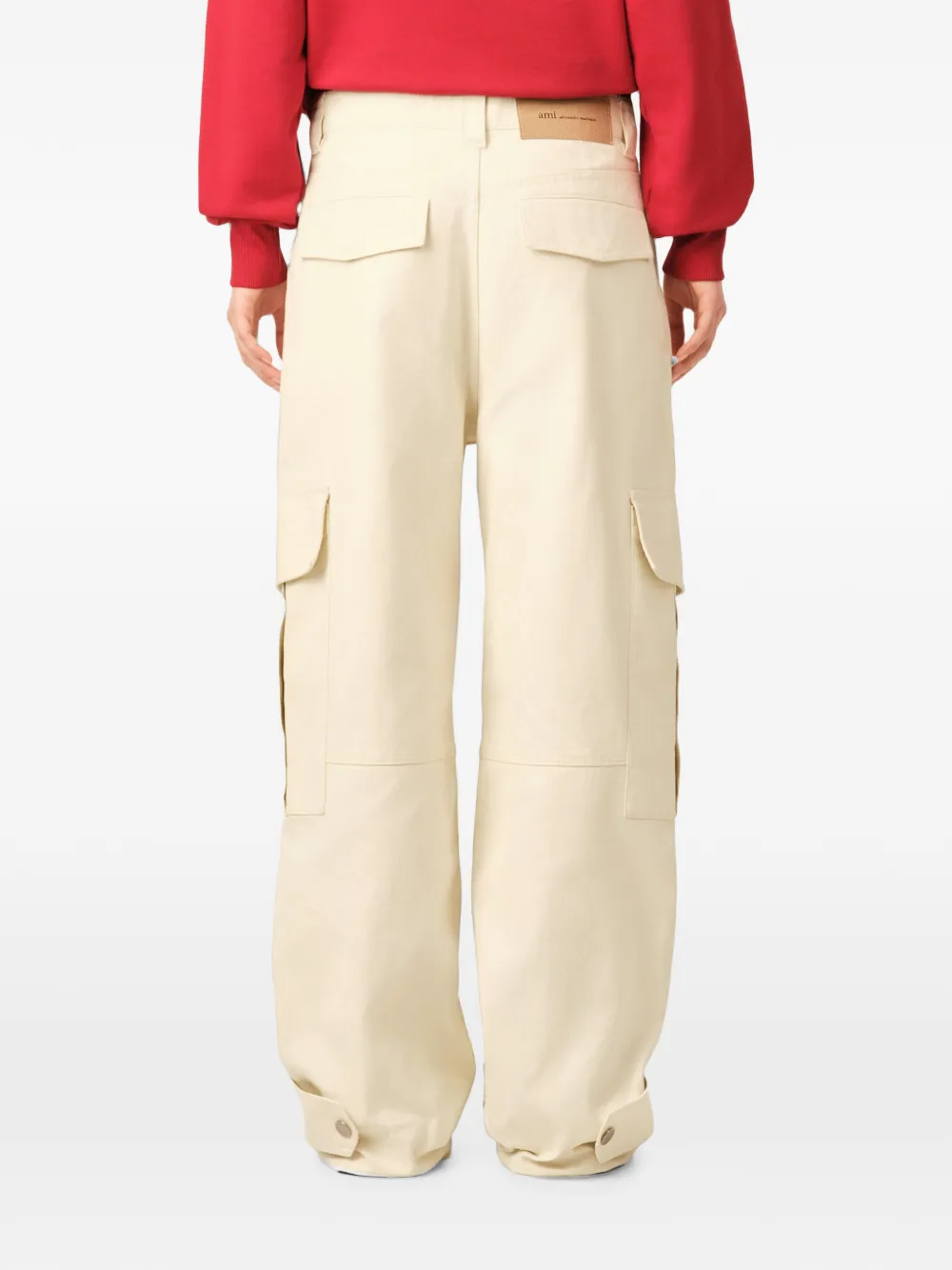 AMI Paris Baggy-fit katoenen broek Beige