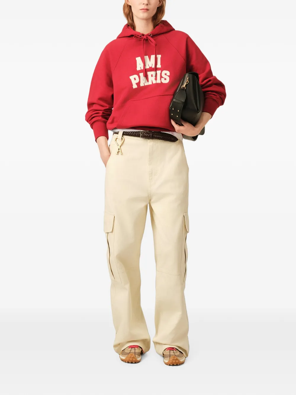 AMI Paris Baggy-fit katoenen broek Beige