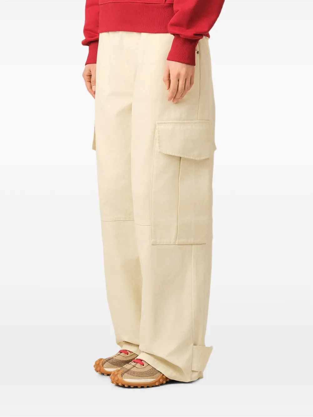 AMI Paris Baggy-fit katoenen broek Beige