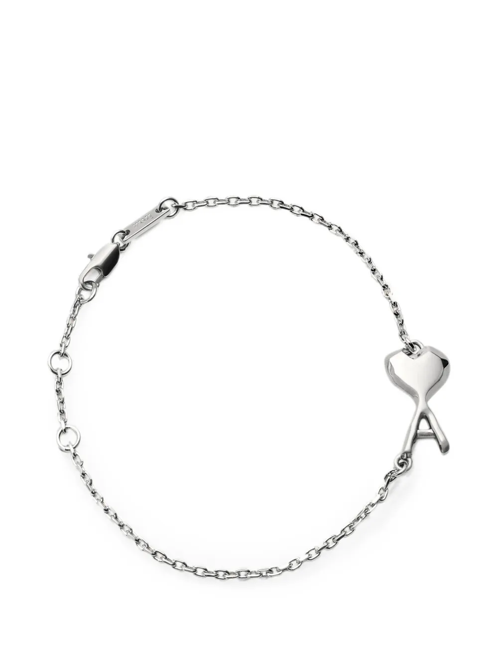 AMI Paris brass bracelet with hammered Ami de Coeur - Argento