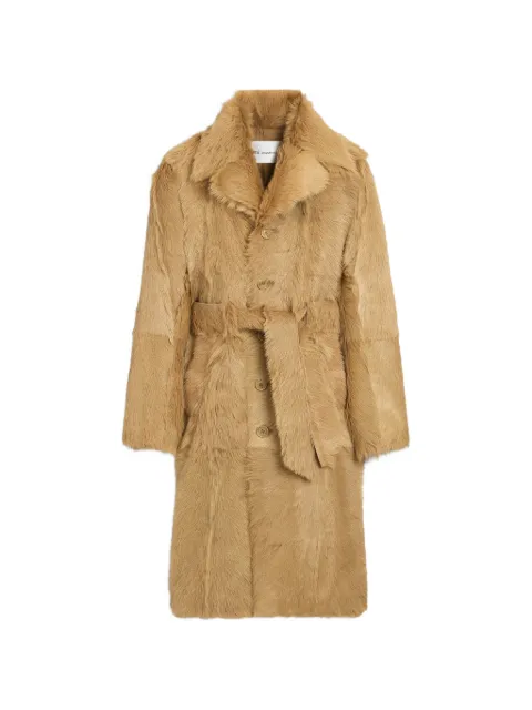 AMI Paris Long goat leather belted coat