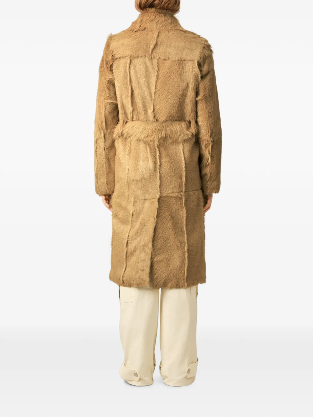 AMI Paris Leren jas met ceintuur Beige