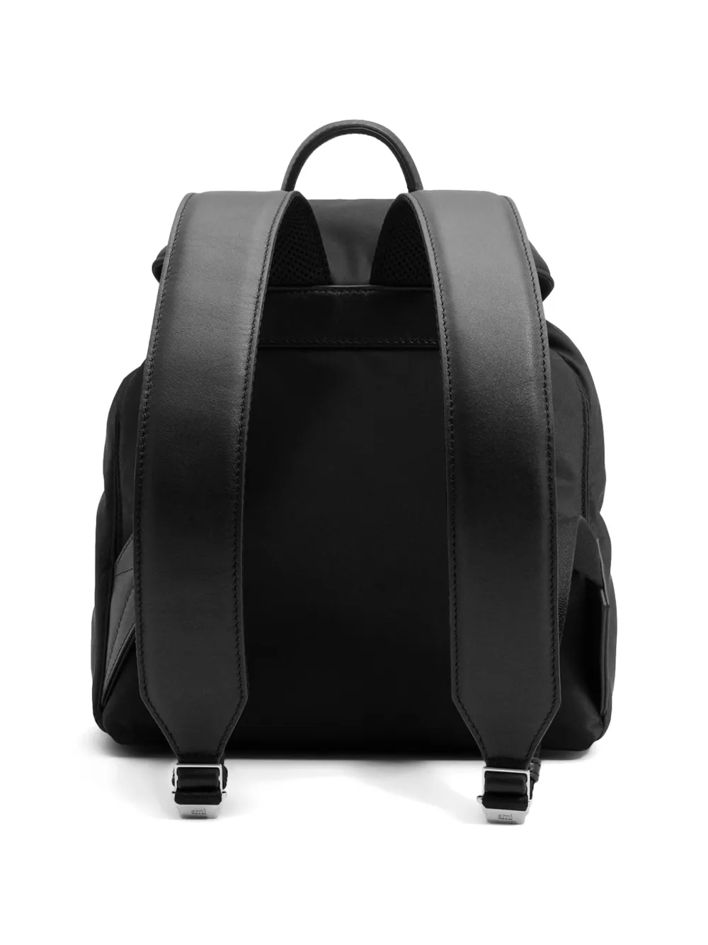 AMI Paris Kleine Marcel nylon rugzak met klep Zwart