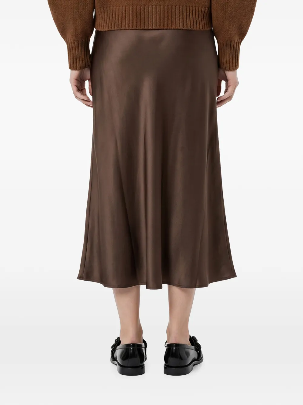 Soeur satin-finish elasticated-waistband midi skirt Bruin