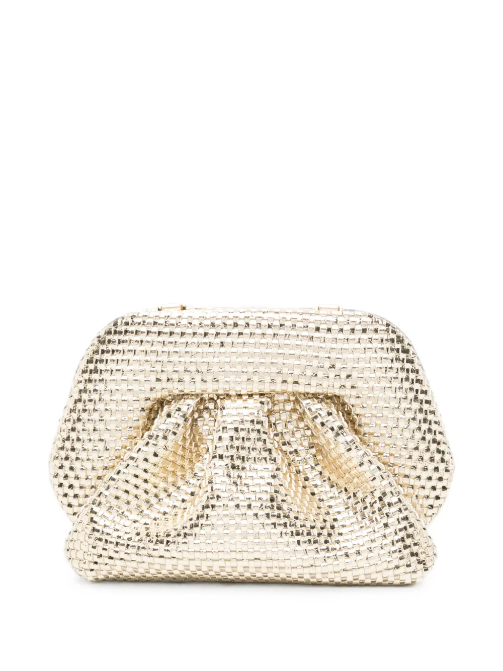 Themoirè Woven-effect Ruched Clutch Bag In Gold