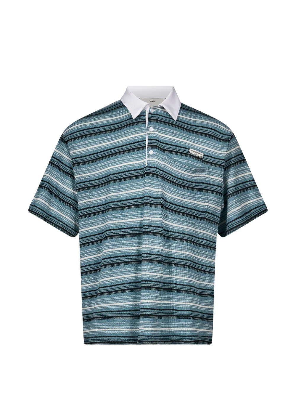 Song For The Mute striped short-sleeve polo shirt - Bleu Song For The Mute striped short-sleeve polo shirt - Bleu