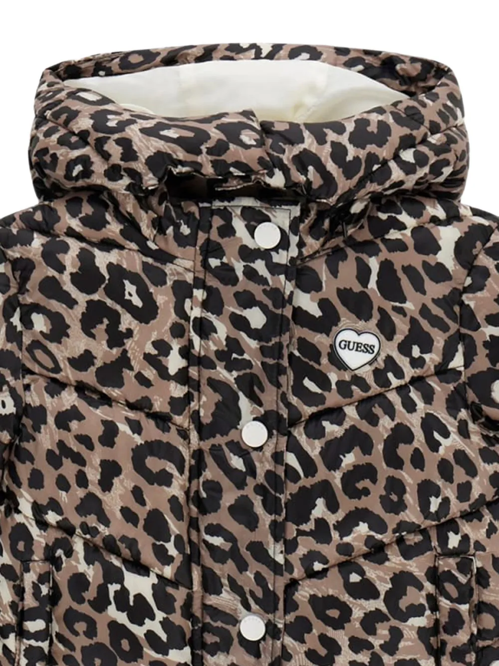 guess kids Gewatteerd jack met luipaard-print Beige