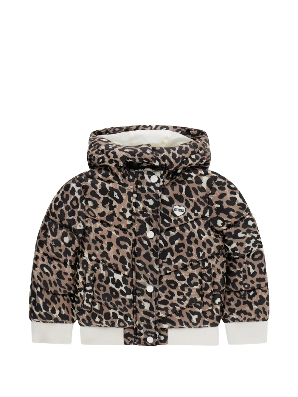 guess kids leopard-print padded jacket - Nude
