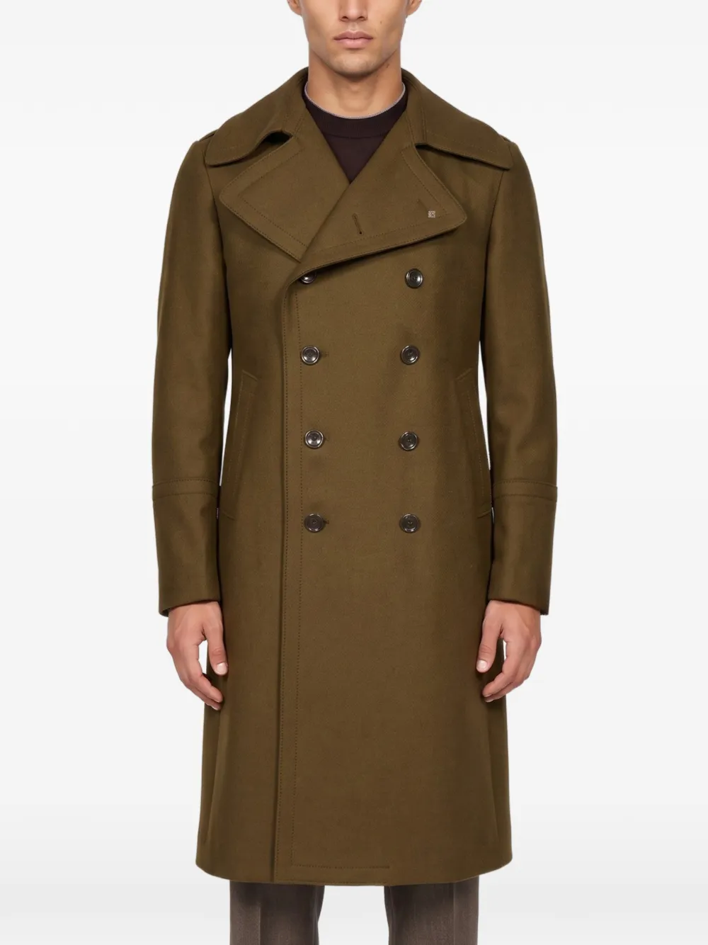 Tagliatore Junkers double-breasted belted-back coat Groen