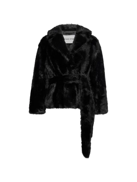 STAND STUDIO Silena belted faux-fur jacket