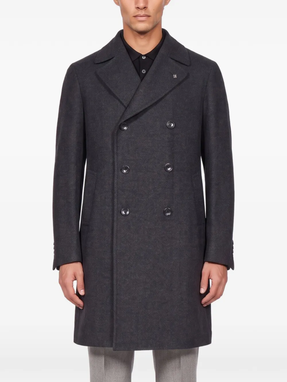 Tagliatore Arden double-breasted herringbone coat Grijs