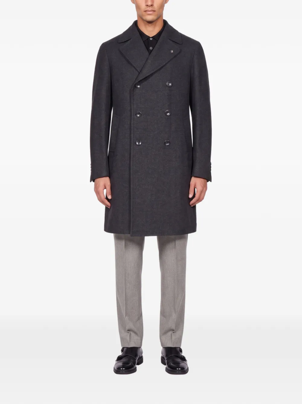 Tagliatore Arden double-breasted herringbone coat Grijs