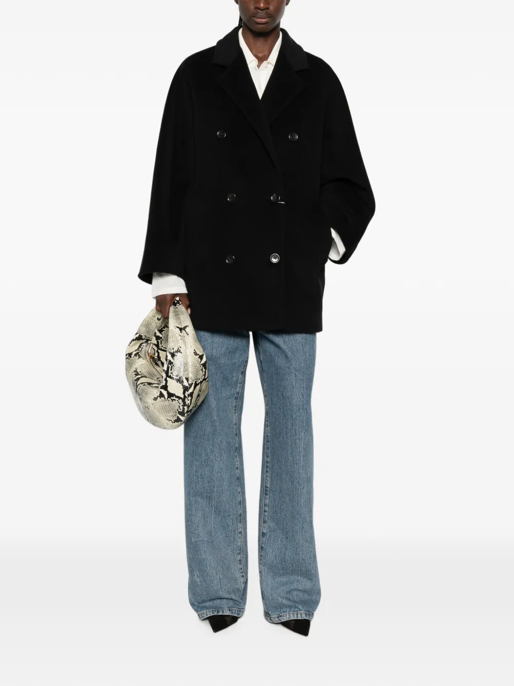 Max Mara Jas met dubbele rij knopen Zwart