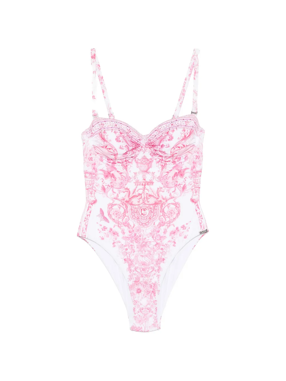 Camilla crystal-embellished floral-print swimsuit - Bianco