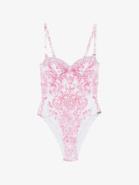 Camilla crystal-embellished floral-print swimsuit