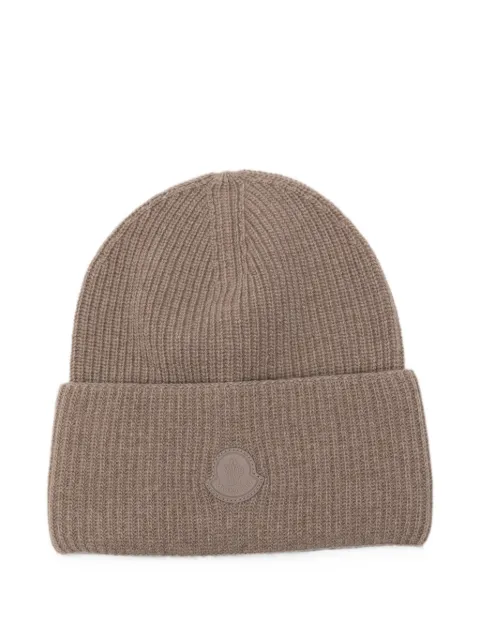 Moncler Gerippte Beanie mit Logo